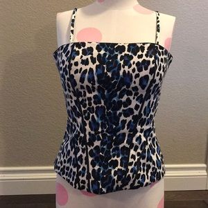 White House Black Market Leopard Bustier Blouse